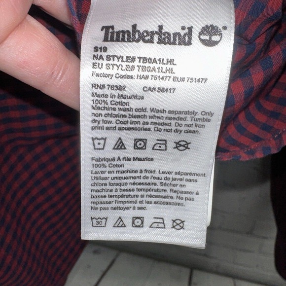 Timberland Shirt Men's XXL Check Regular Fit Long Sleeve Button Up Red White - Picture 6 of 11